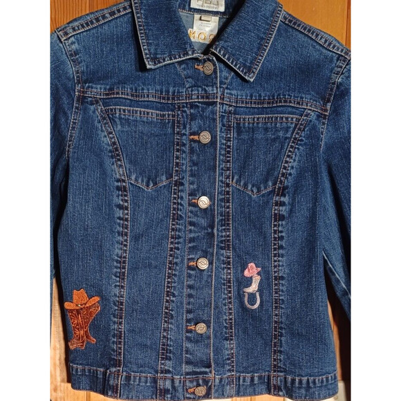 FDJ French Dressing Jean Jacket Women's S/P Embroidered Line Dancing Cowgirl - Picture 3 of 8